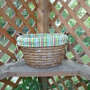 NWOT  CLOTH LINED WICKER BASKET